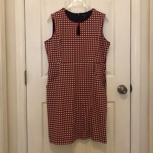 Lands End Sheath Dress; 14P; navy, red, cream